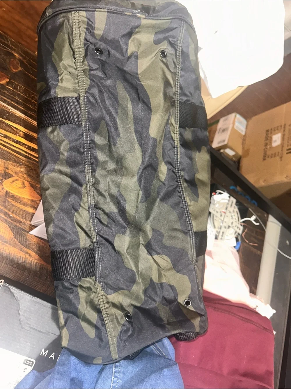PINK Victoria's Secret Camo Duffle Bag in Green and Black - Picture 4 of 5